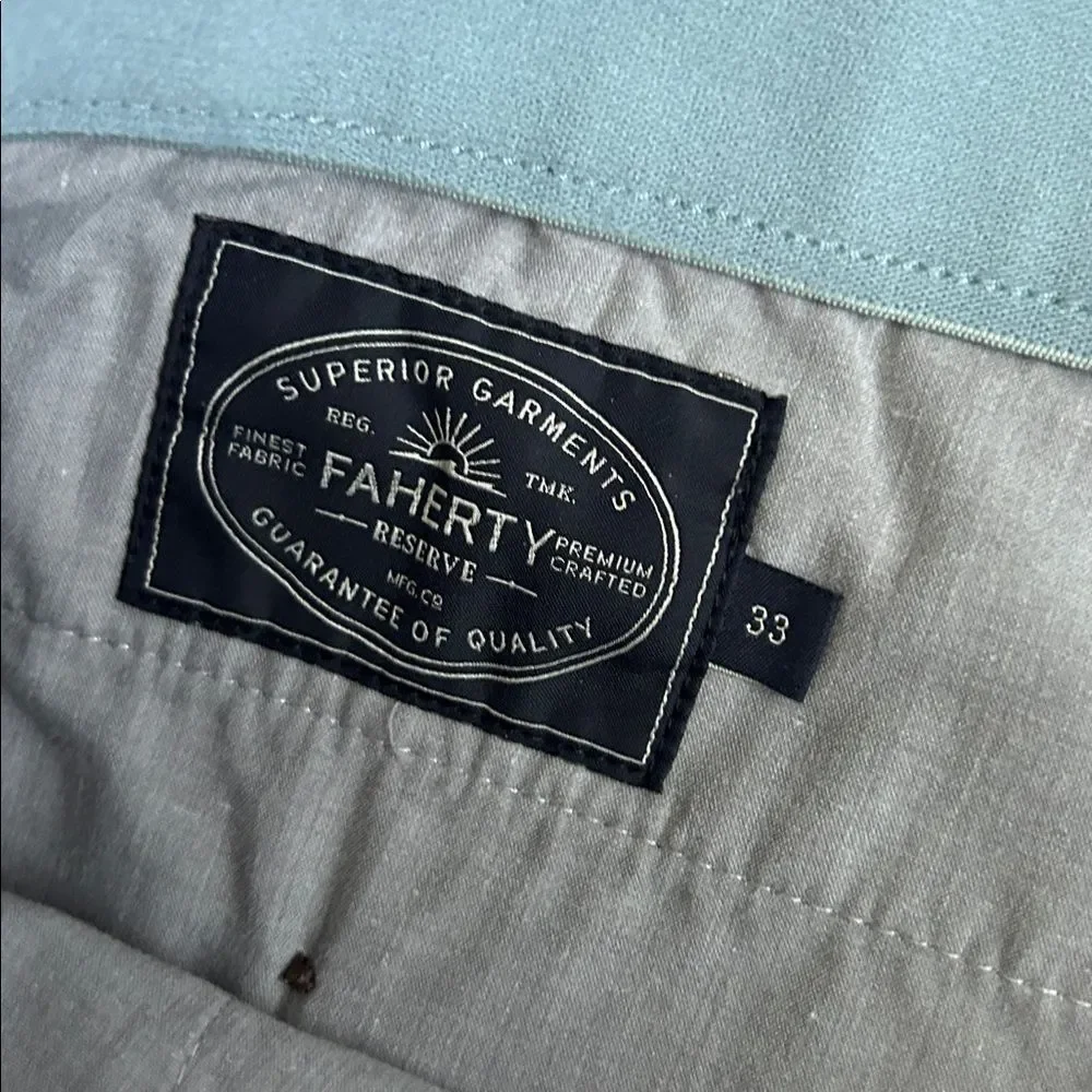 Faherty Movement Chino Short 8” Light Blue Shorts Men 33 Organic Cotton Casual